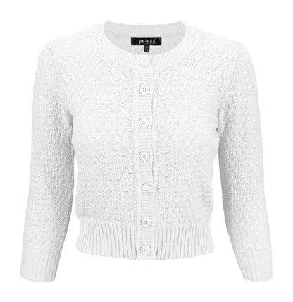 3/4 Sleeve Cute Pattern Cropped Cardigan Sweater Shop Style & More | Fresh Looks, Everyday Deals & Free Shipping