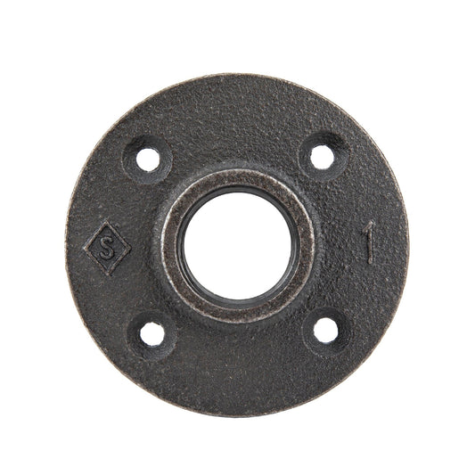 1 in. Prefinished Matte Black Floor Flange PIPE DECOR