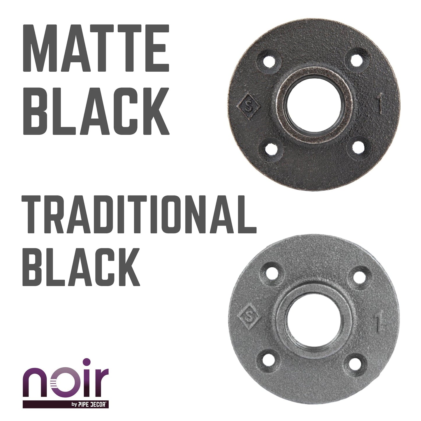 1 in. Prefinished Matte Black Floor Flange PIPE DECOR