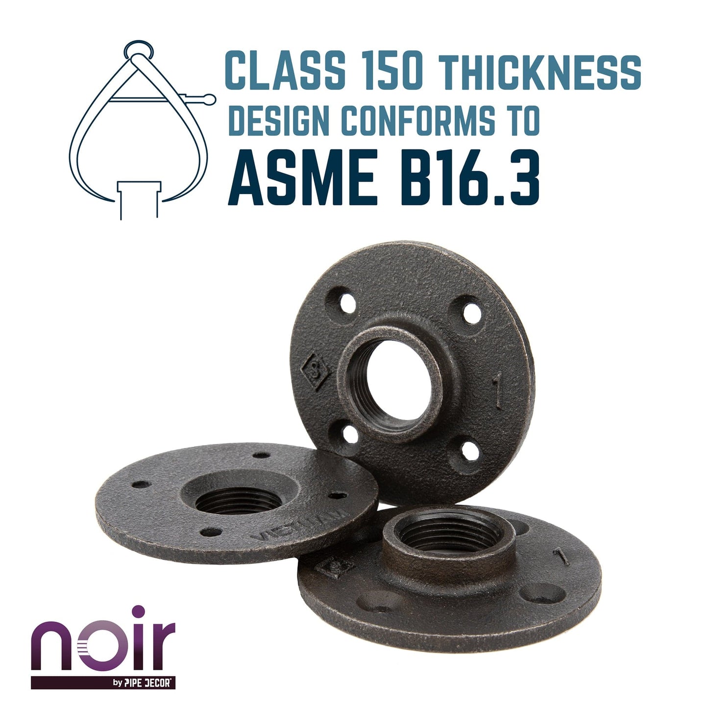 1 in. Prefinished Matte Black Floor Flange PIPE DECOR