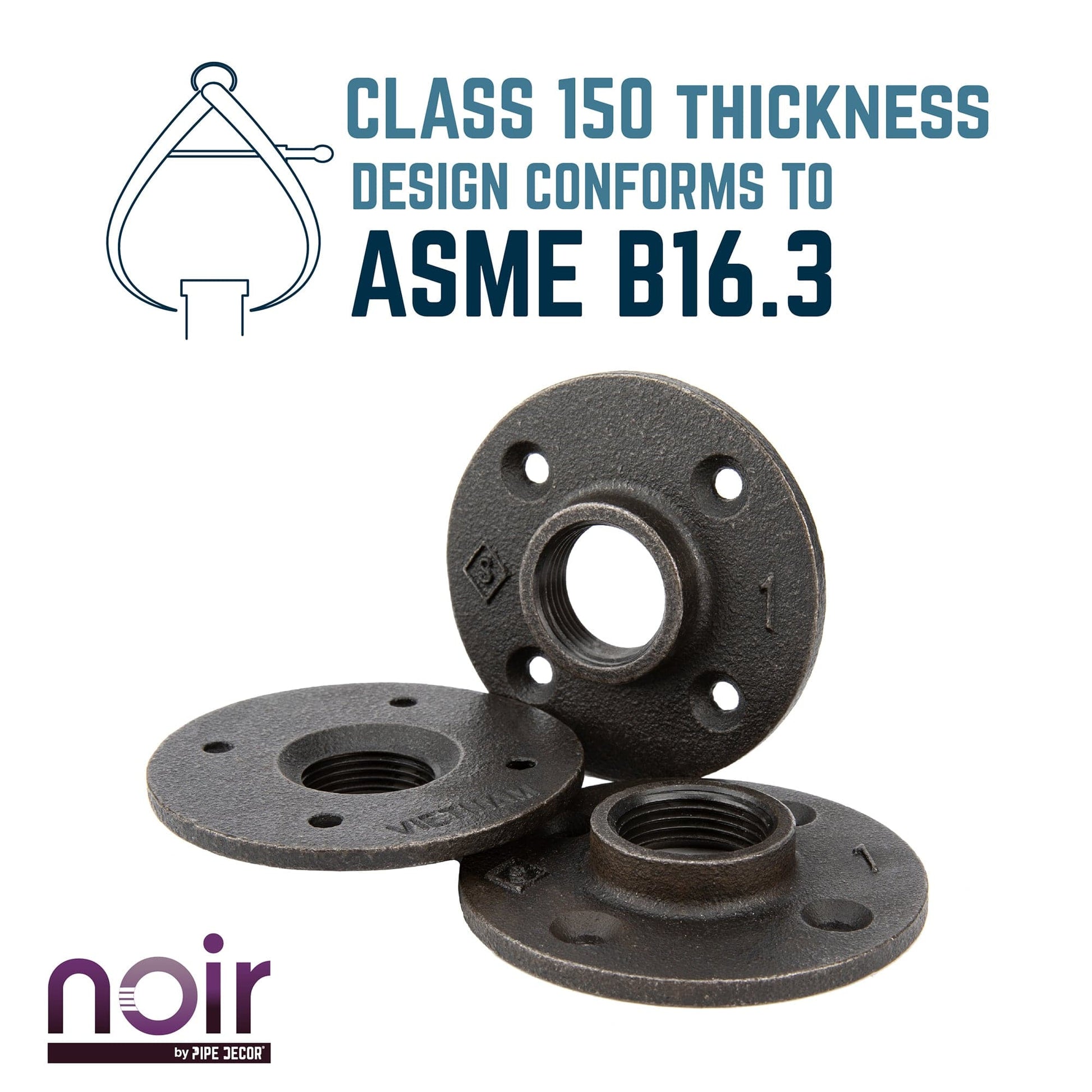 1 in. Prefinished Matte Black Floor Flange PIPE DECOR