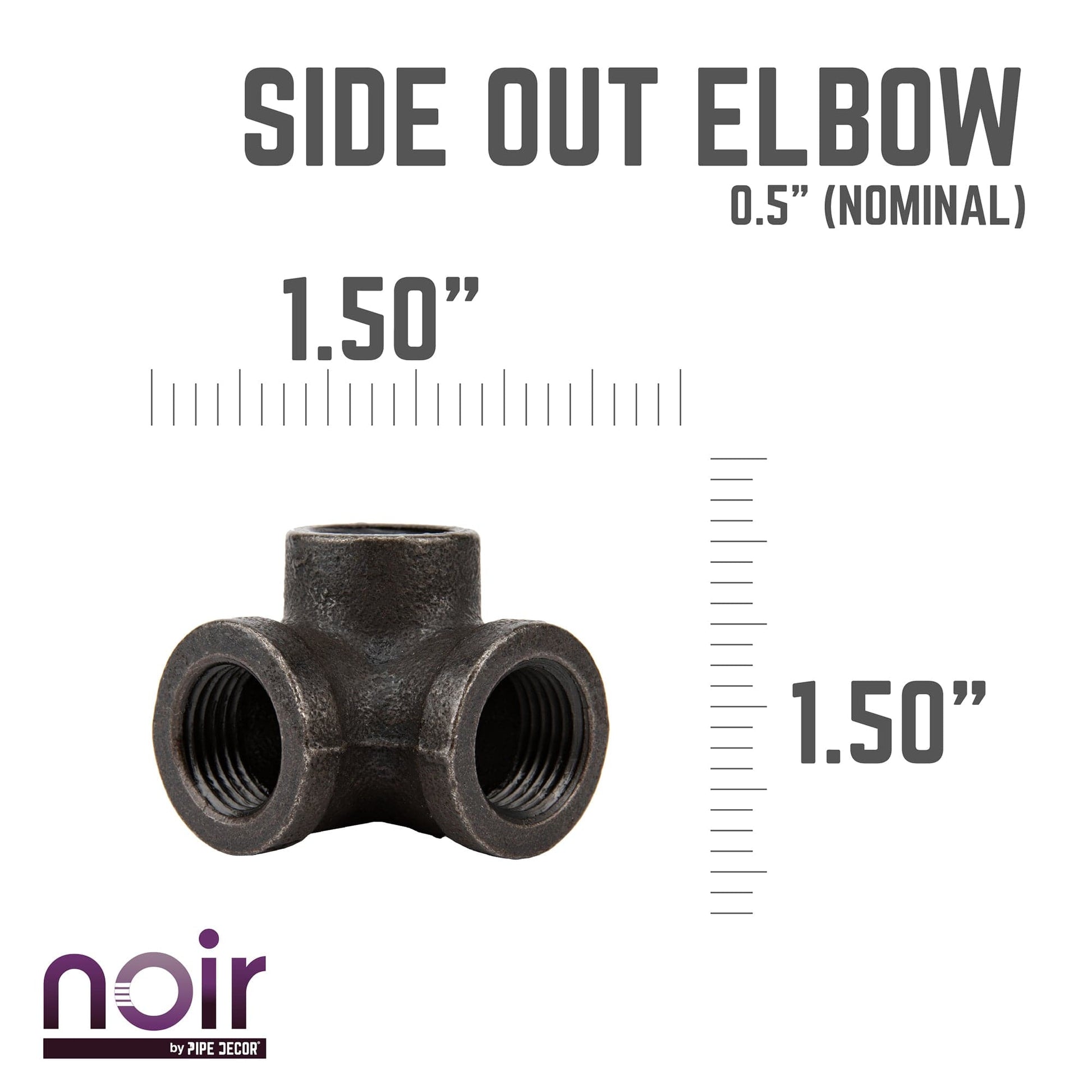 1/2 in.  Prefinished Matte Black Side Outlet Elbow PIPE DECOR