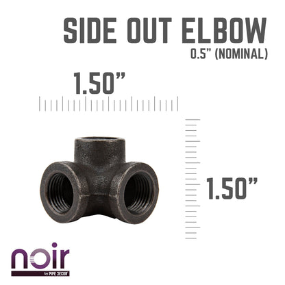 1/2 in.  Prefinished Matte Black Side Outlet Elbow PIPE DECOR