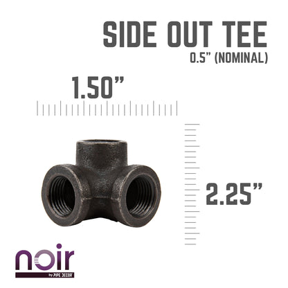 1/2 in.  Prefinished Matte Black Side Outlet Tee PIPE DECOR