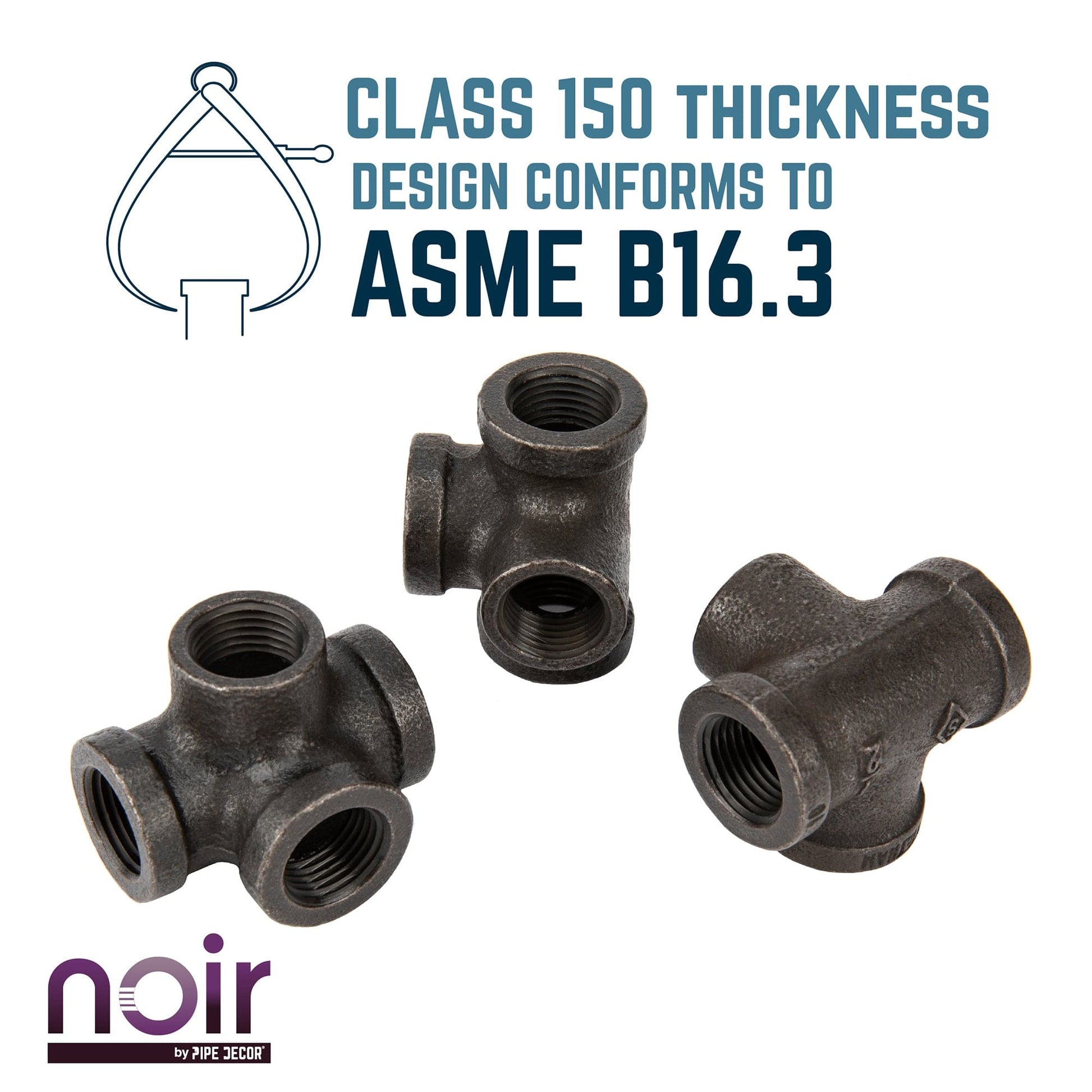 1/2 in.  Prefinished Matte Black Side Outlet Tee PIPE DECOR