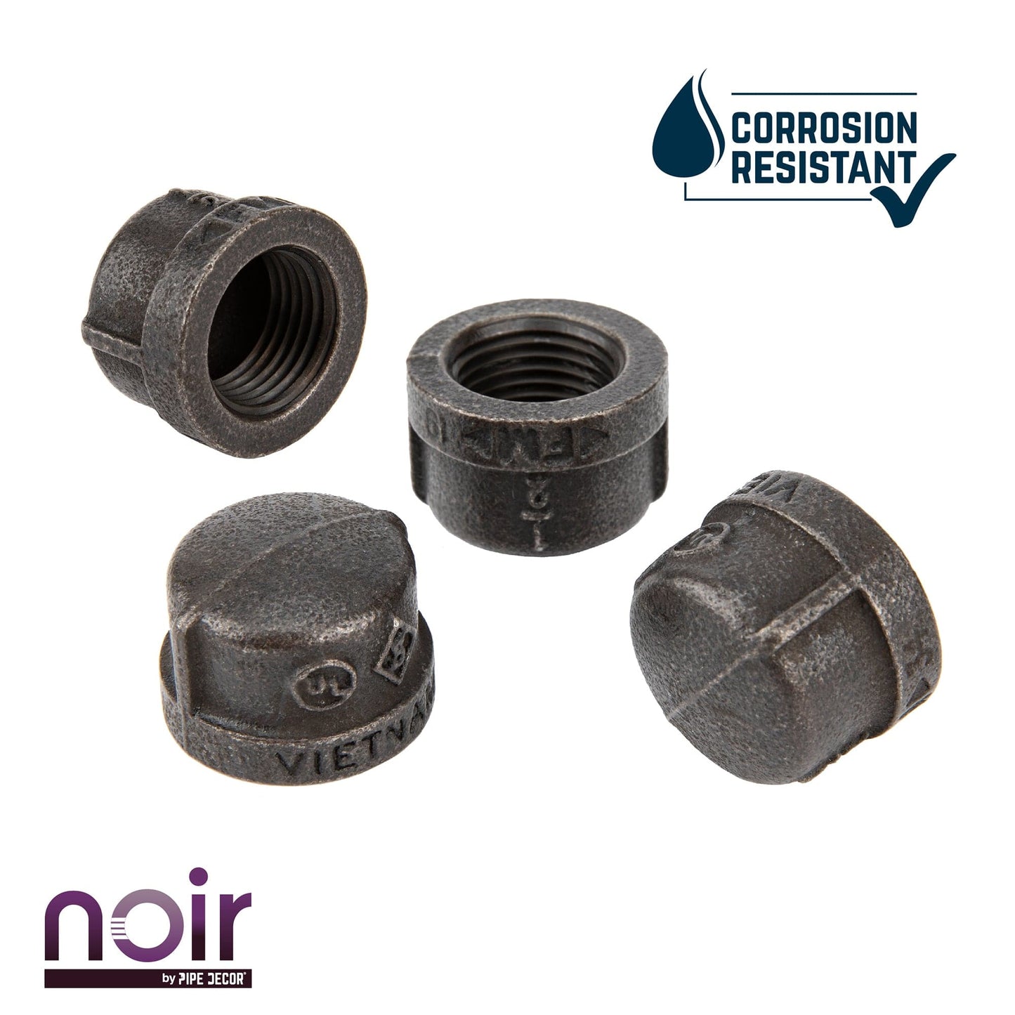 1/2 in. Prefinished Matte Black Cap PIPE DECOR