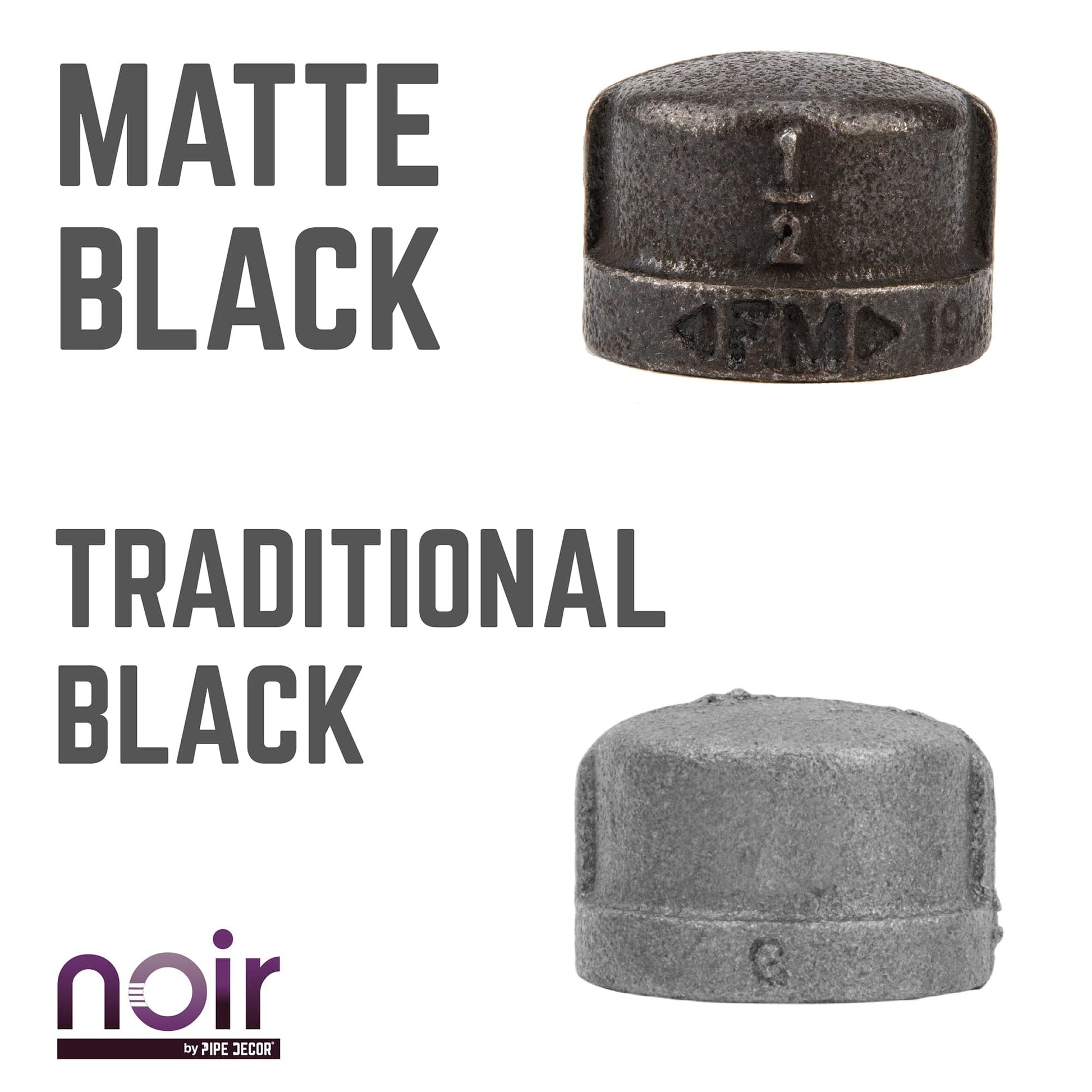 1/2 in. Prefinished Matte Black Cap PIPE DECOR