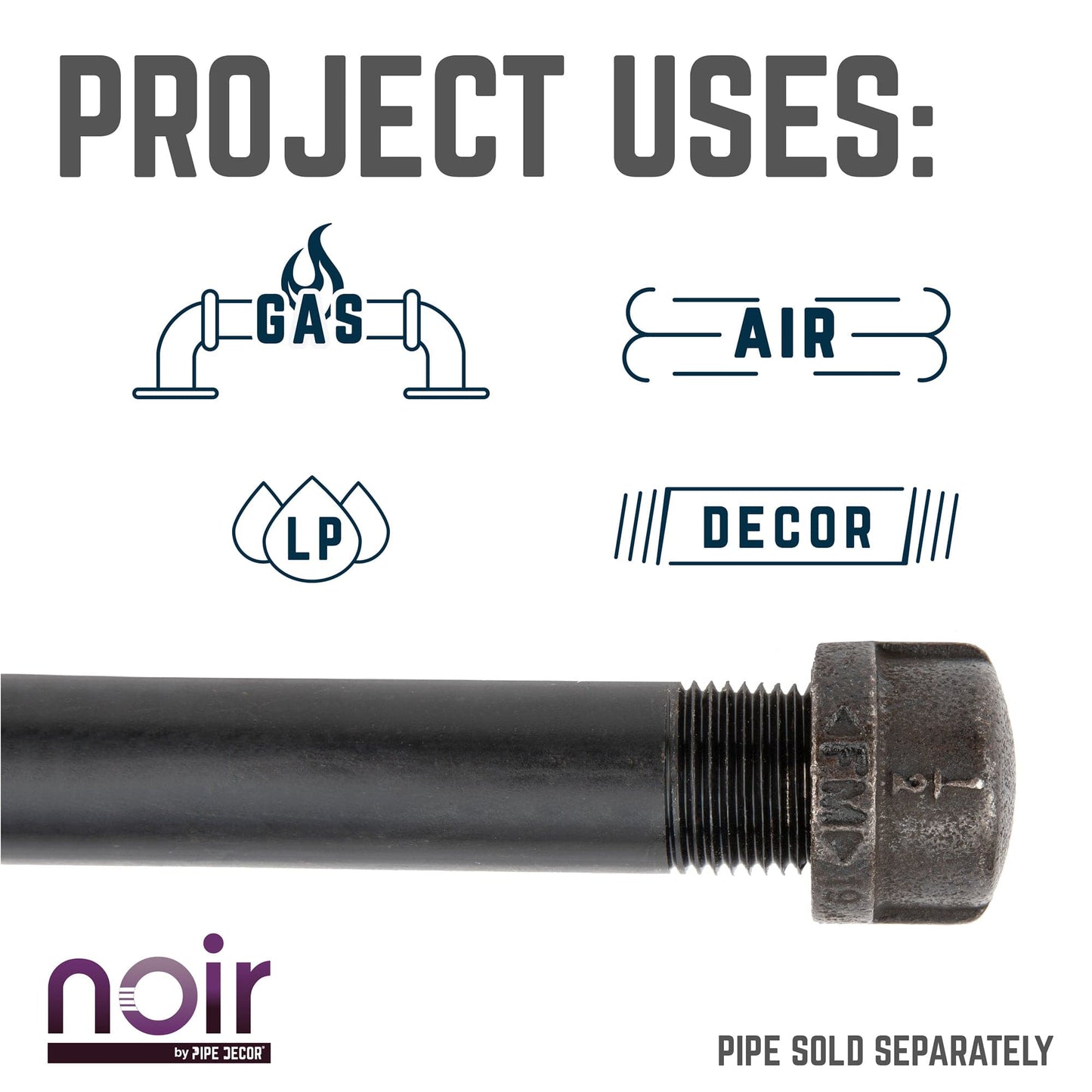 1/2 in. Prefinished Matte Black Cap PIPE DECOR