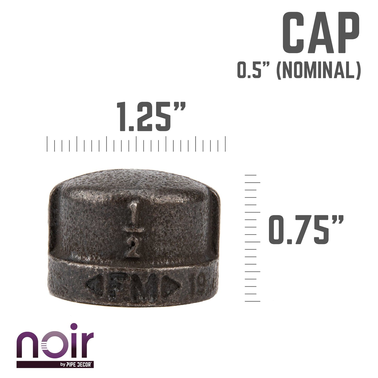 1/2 in. Prefinished Matte Black Cap PIPE DECOR