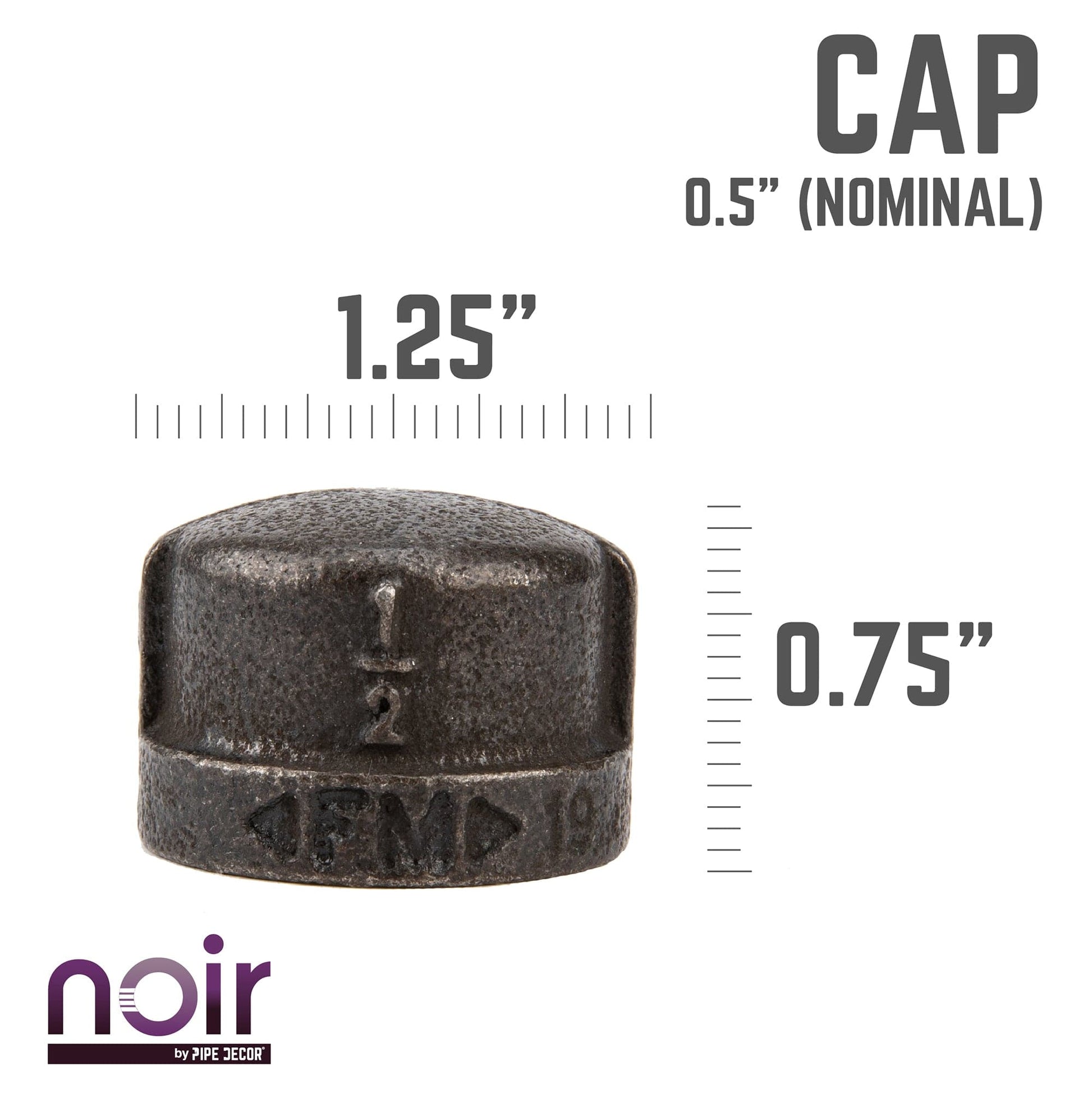 1/2 in. Prefinished Matte Black Cap PIPE DECOR