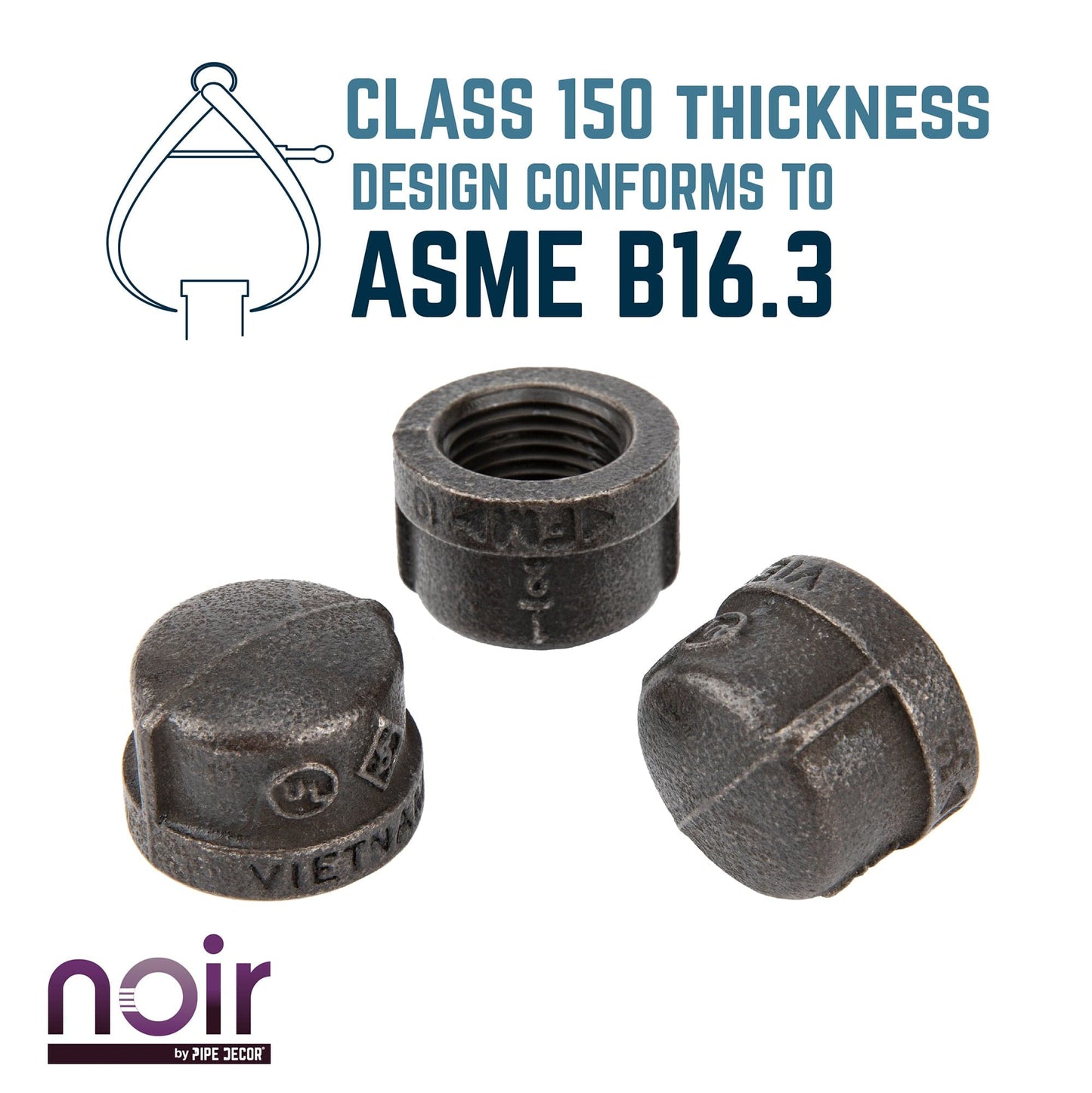 1/2 in. Prefinished Matte Black Cap PIPE DECOR