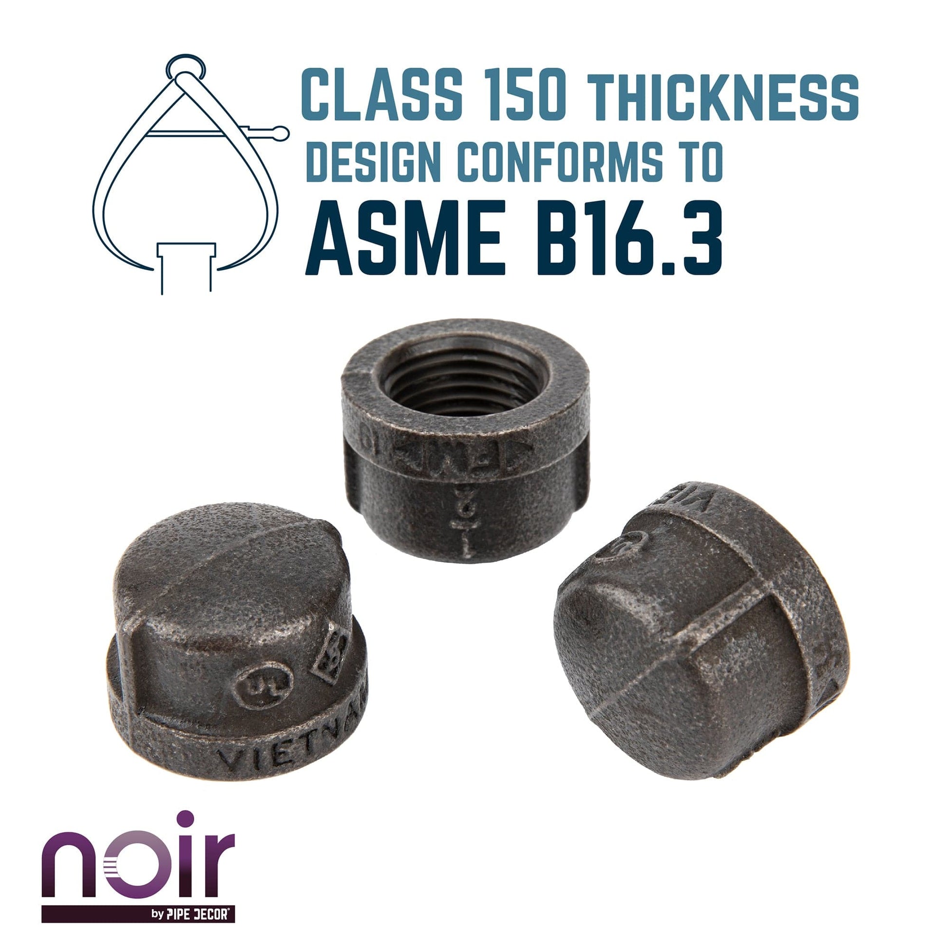 1/2 in. Prefinished Matte Black Cap PIPE DECOR