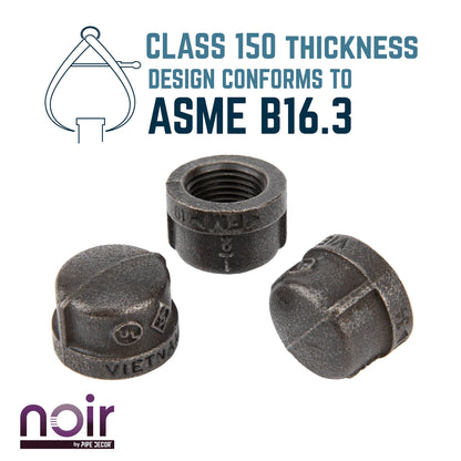 1/2 in. Prefinished Matte Black Cap PIPE DECOR