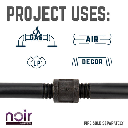 1/2 in. Prefinished Matte Black Coupling PIPE DECOR