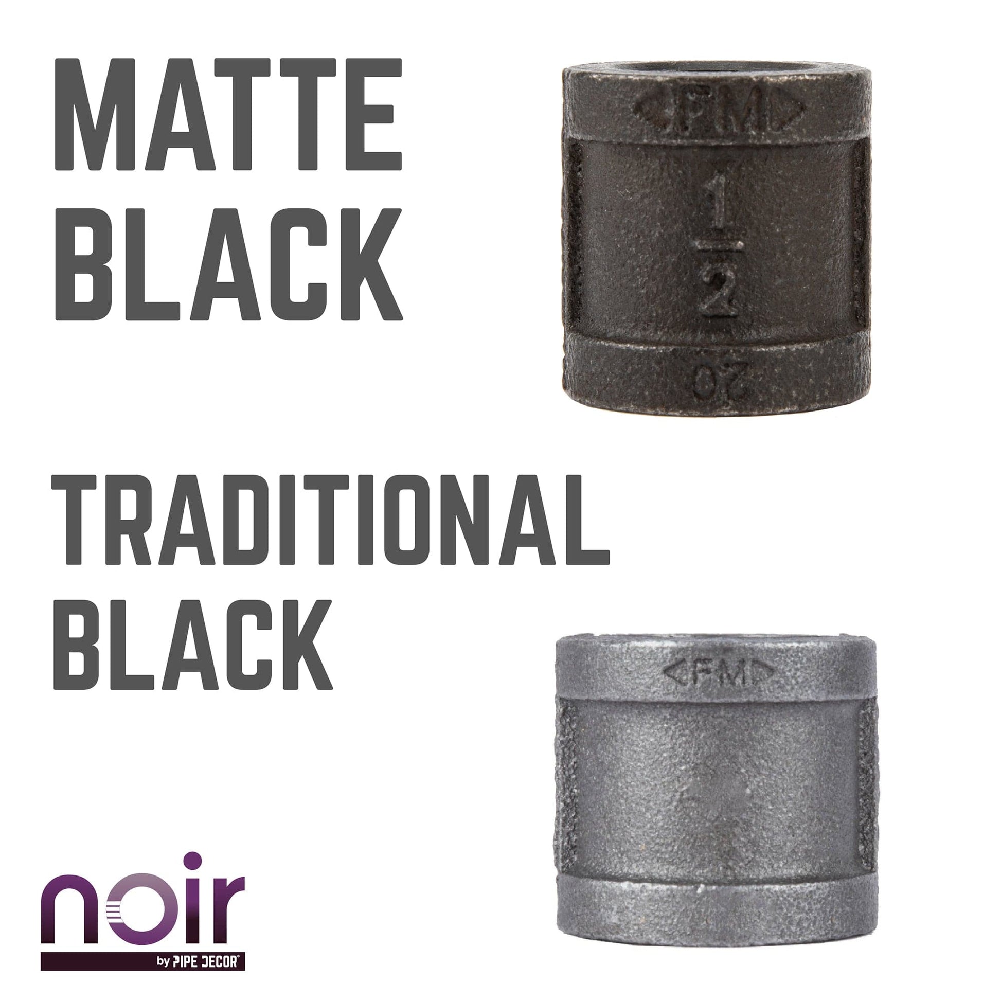 1/2 in. Prefinished Matte Black Coupling PIPE DECOR