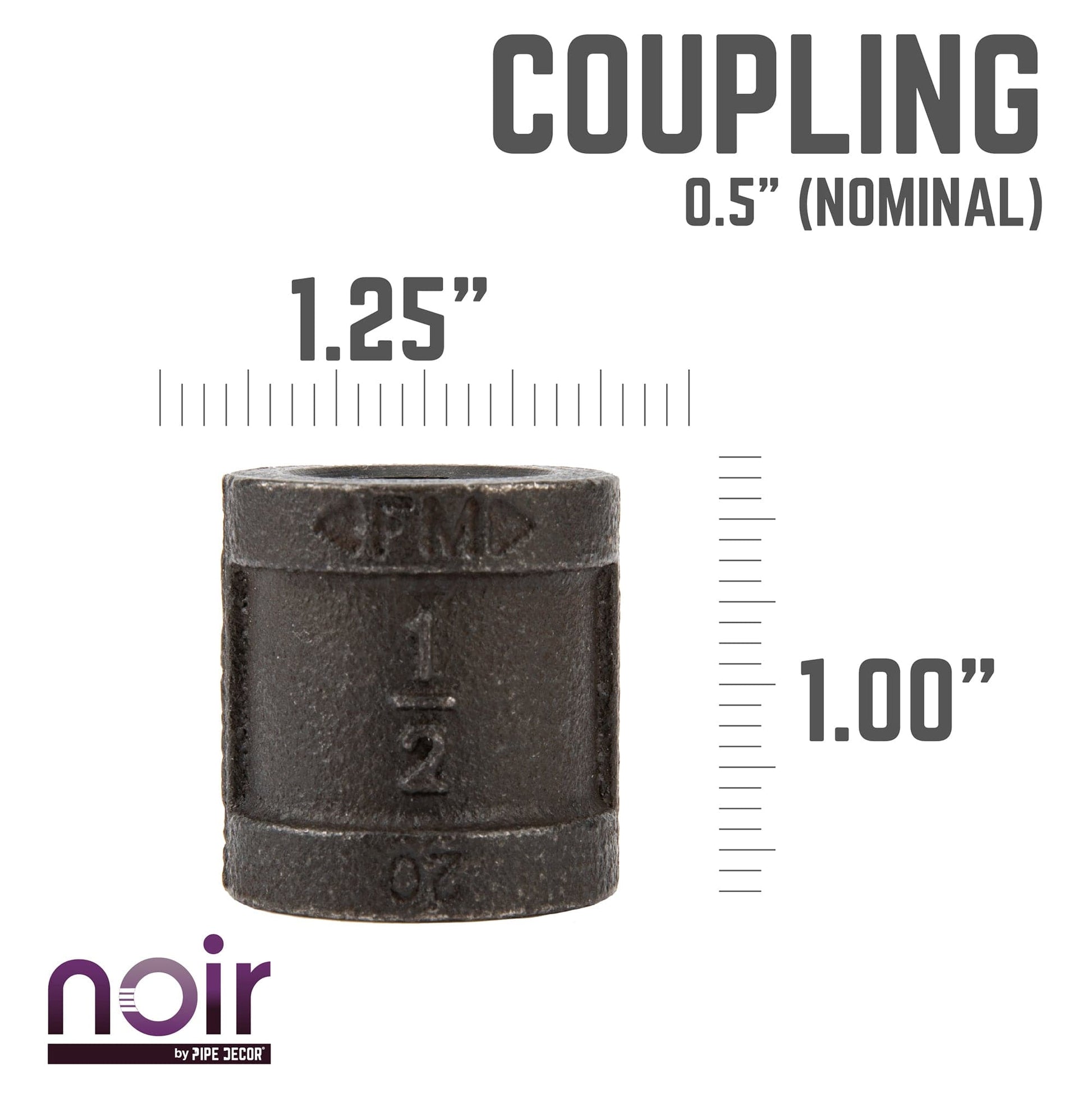 1/2 in. Prefinished Matte Black Coupling PIPE DECOR