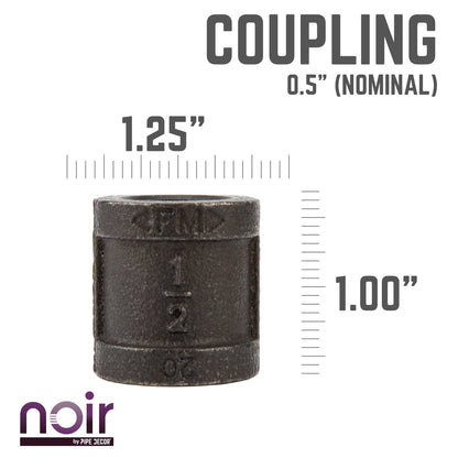 1/2 in. Prefinished Matte Black Coupling PIPE DECOR