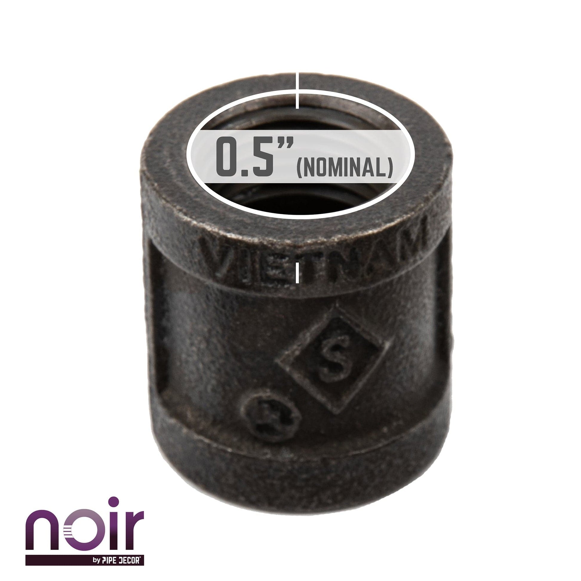 1/2 in. Prefinished Matte Black Coupling PIPE DECOR