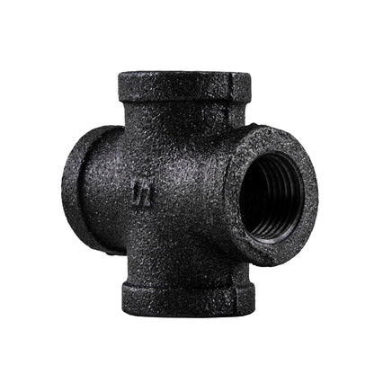 1/2 in. Prefinished Matte Black Cross PIPE DECOR