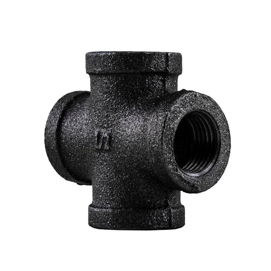 1/2 in. Prefinished Matte Black Cross PIPE DECOR
