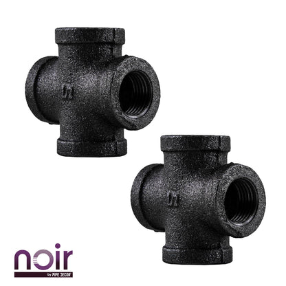 1/2 in. Prefinished Matte Black Cross PIPE DECOR