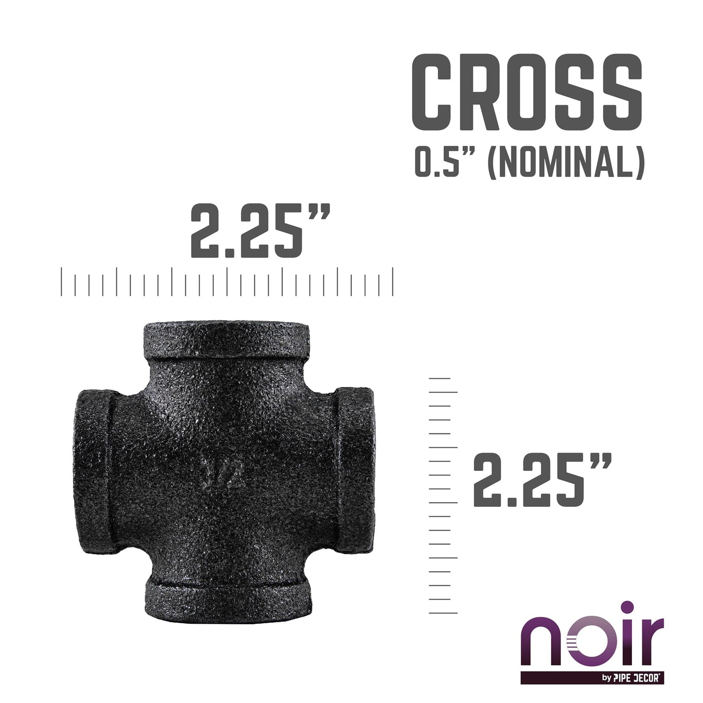 1/2 in. Prefinished Matte Black Cross PIPE DECOR
