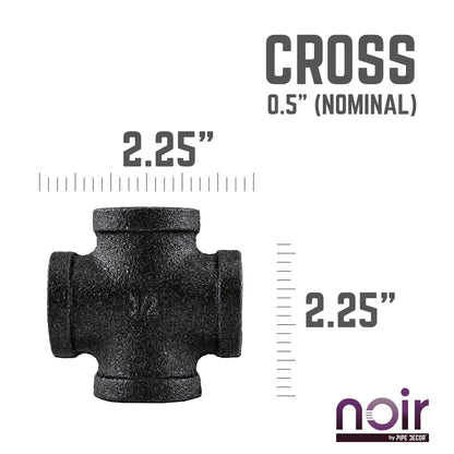 1/2 in. Prefinished Matte Black Cross PIPE DECOR