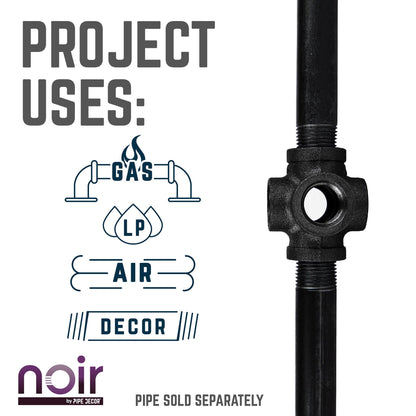1/2 in. Prefinished Matte Black 6-Way Fitting PIPE DECOR