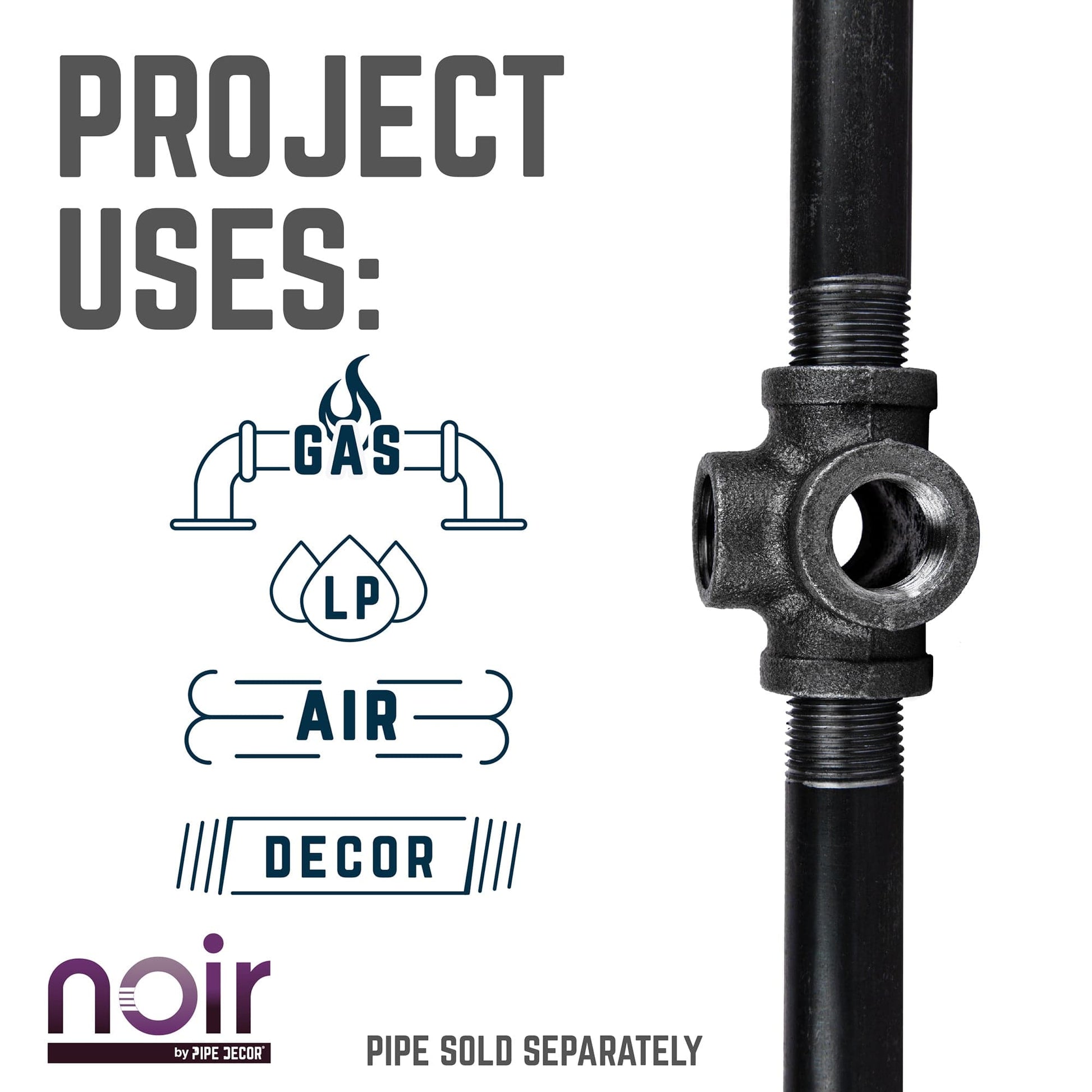 1/2 in. Prefinished Matte Black 5-Way Fitting PIPE DECOR