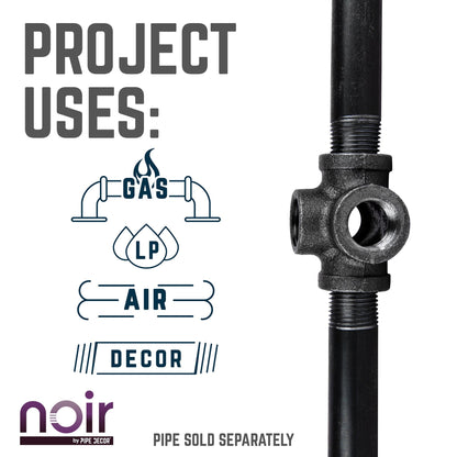 1/2 in. Prefinished Matte Black 5-Way Fitting PIPE DECOR