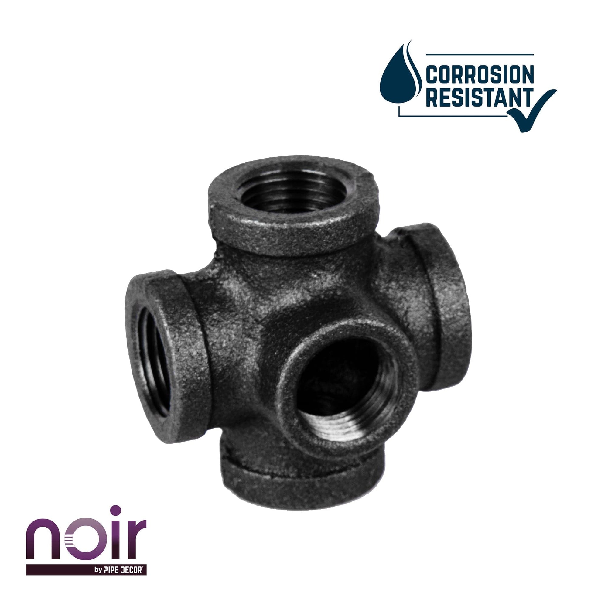 1/2 in. Prefinished Matte Black 5-Way Fitting PIPE DECOR