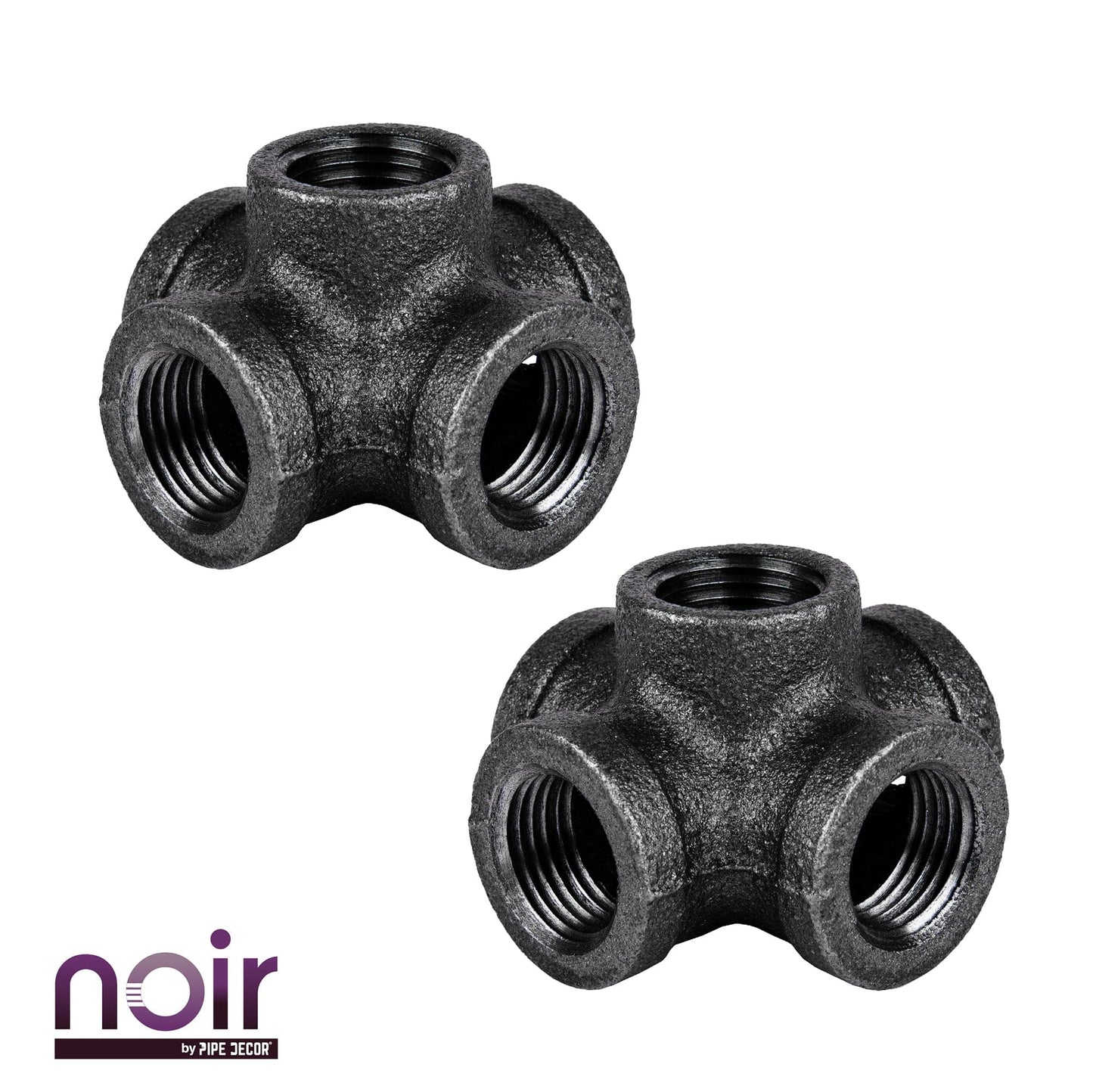1/2 in. Prefinished Matte Black 5-Way Fitting PIPE DECOR