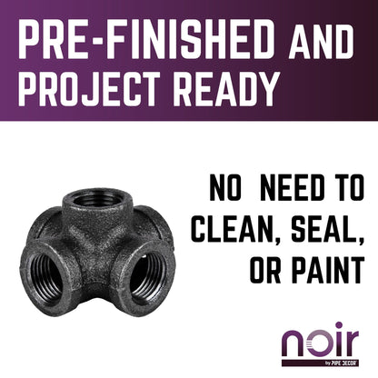 1/2 in. Prefinished Matte Black 5-Way Fitting PIPE DECOR