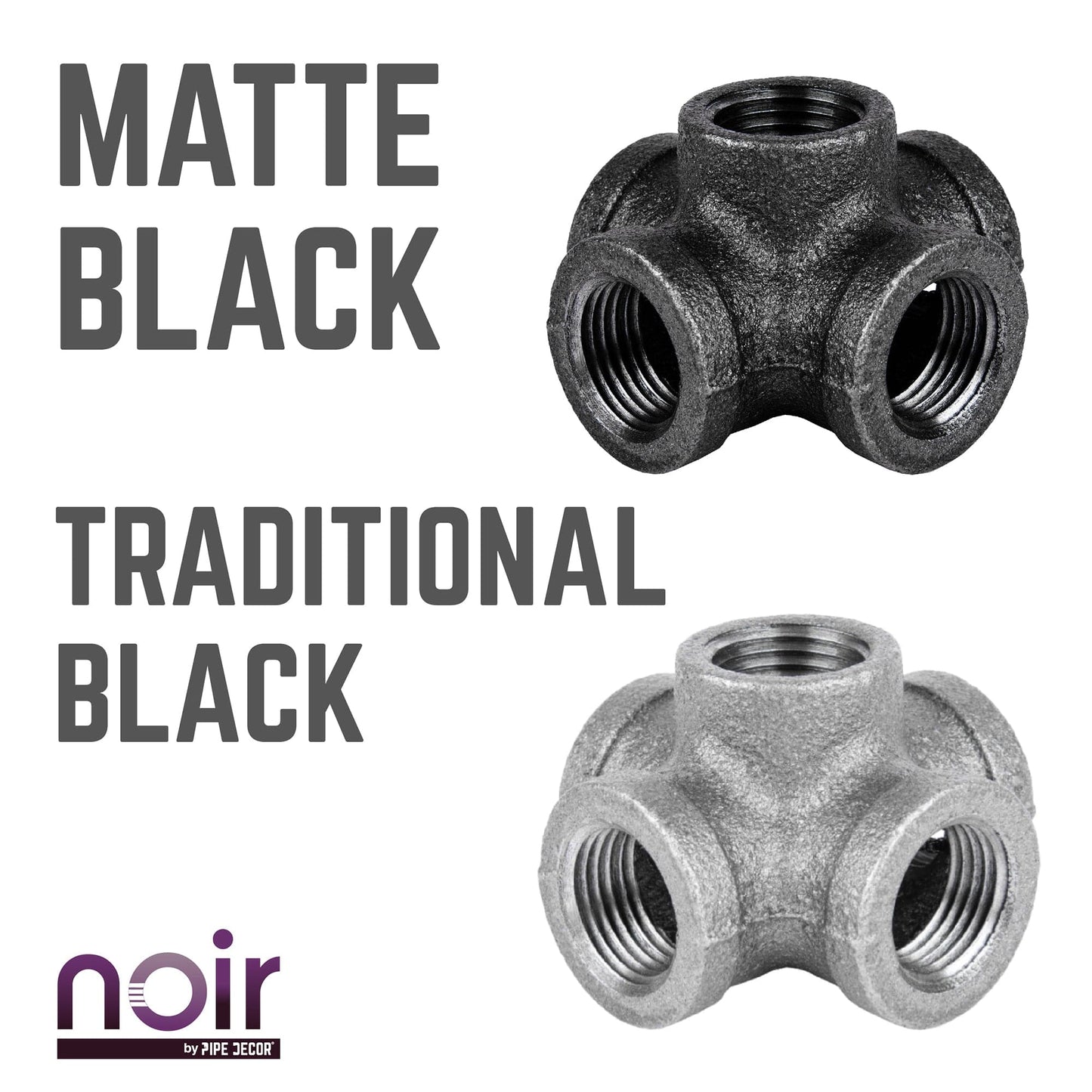 1/2 in. Prefinished Matte Black 5-Way Fitting PIPE DECOR