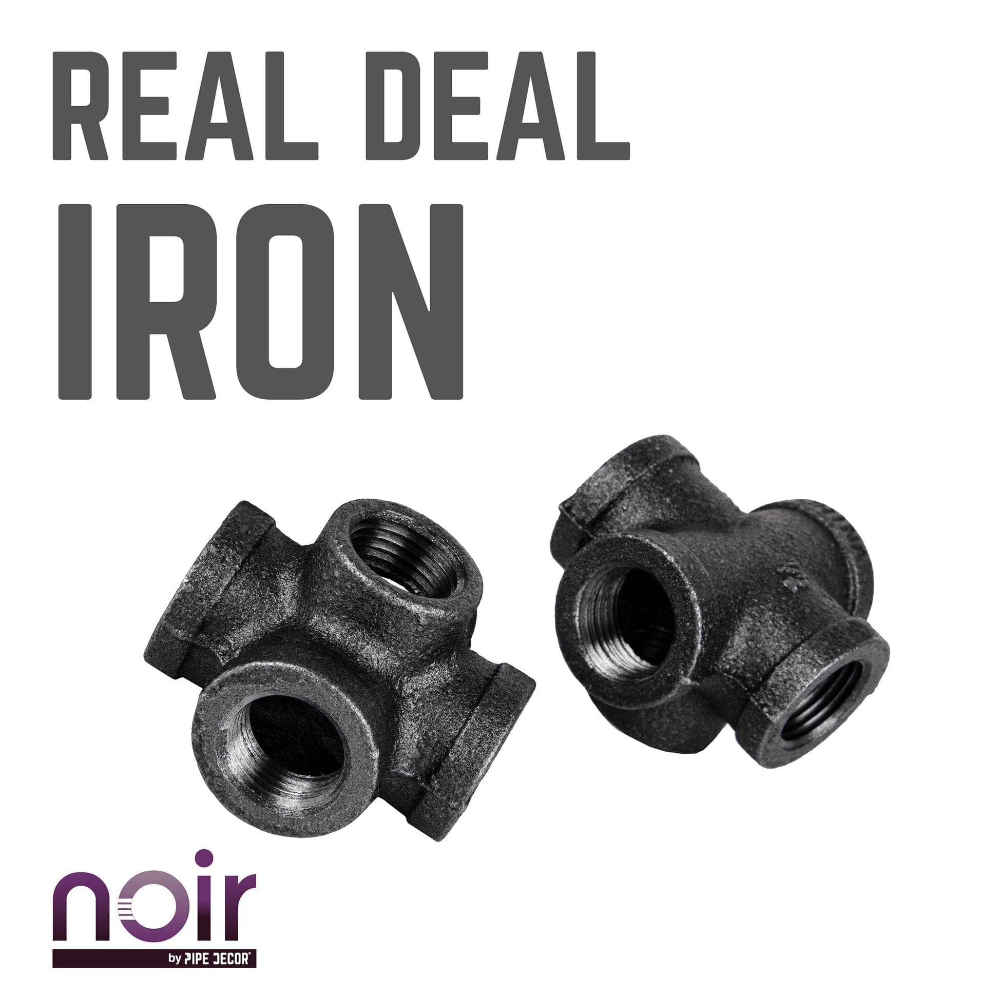 1/2 in. Prefinished Matte Black 5-Way Fitting PIPE DECOR