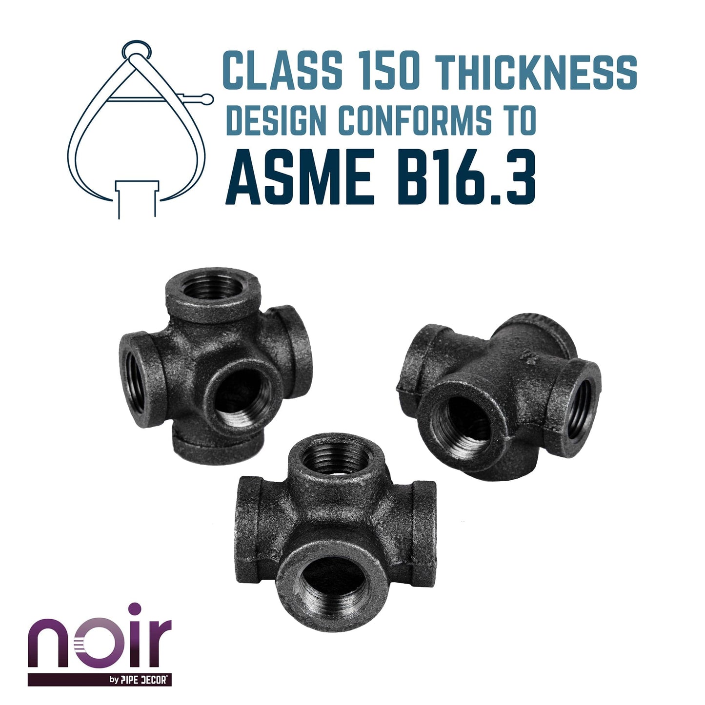 1/2 in. Prefinished Matte Black 5-Way Fitting PIPE DECOR