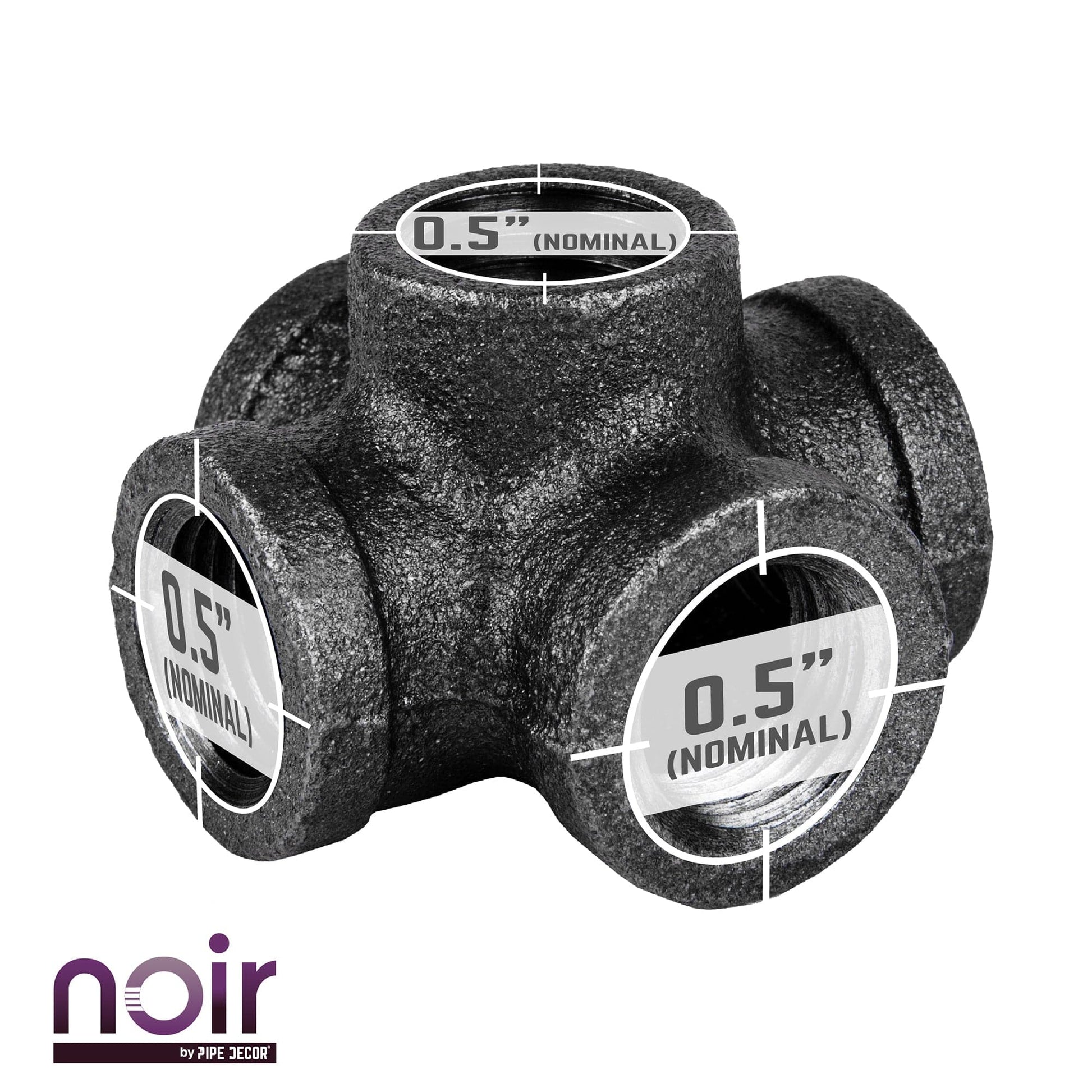 1/2 in. Prefinished Matte Black 5-Way Fitting PIPE DECOR