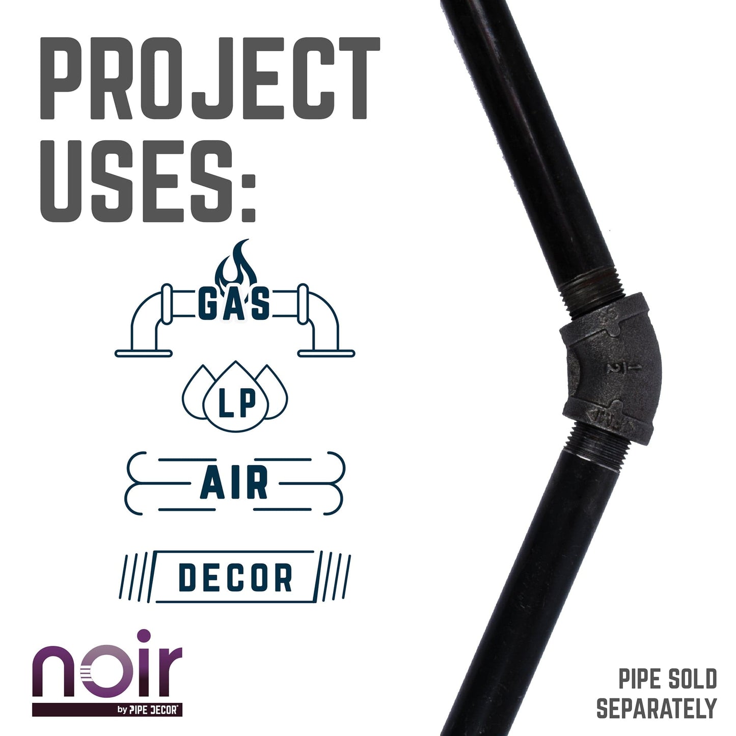 1/2 in. Prefinished Matte Black 45-Degree Elbow PIPE DECOR