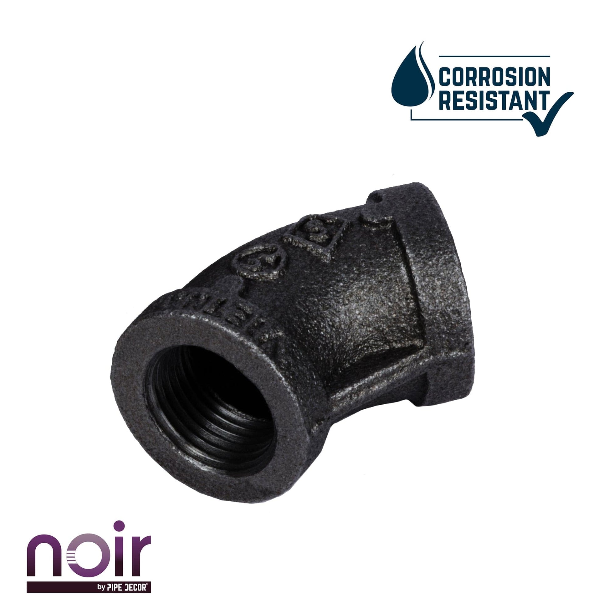 1/2 in. Prefinished Matte Black 45-Degree Elbow PIPE DECOR