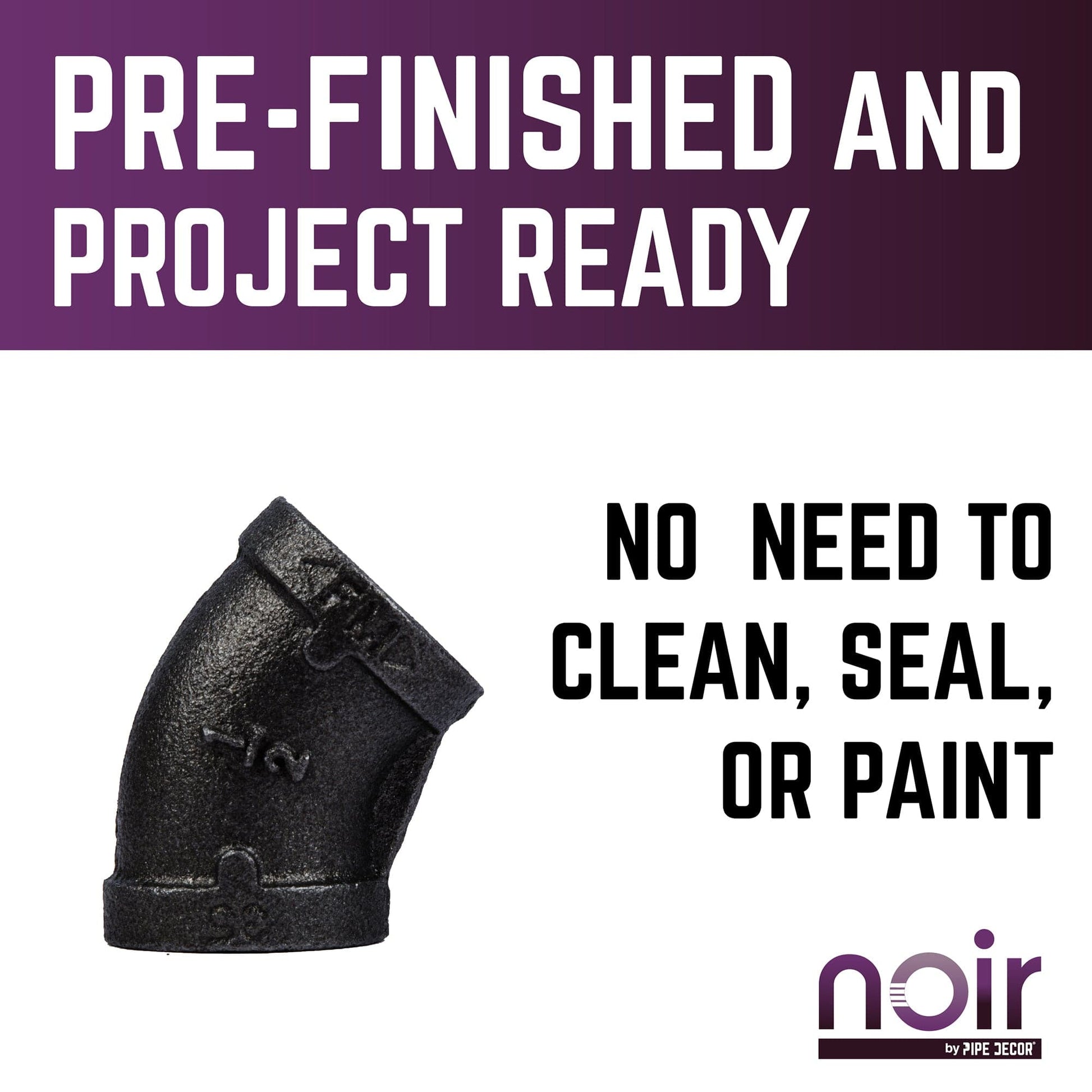 1/2 in. Prefinished Matte Black 45-Degree Elbow PIPE DECOR