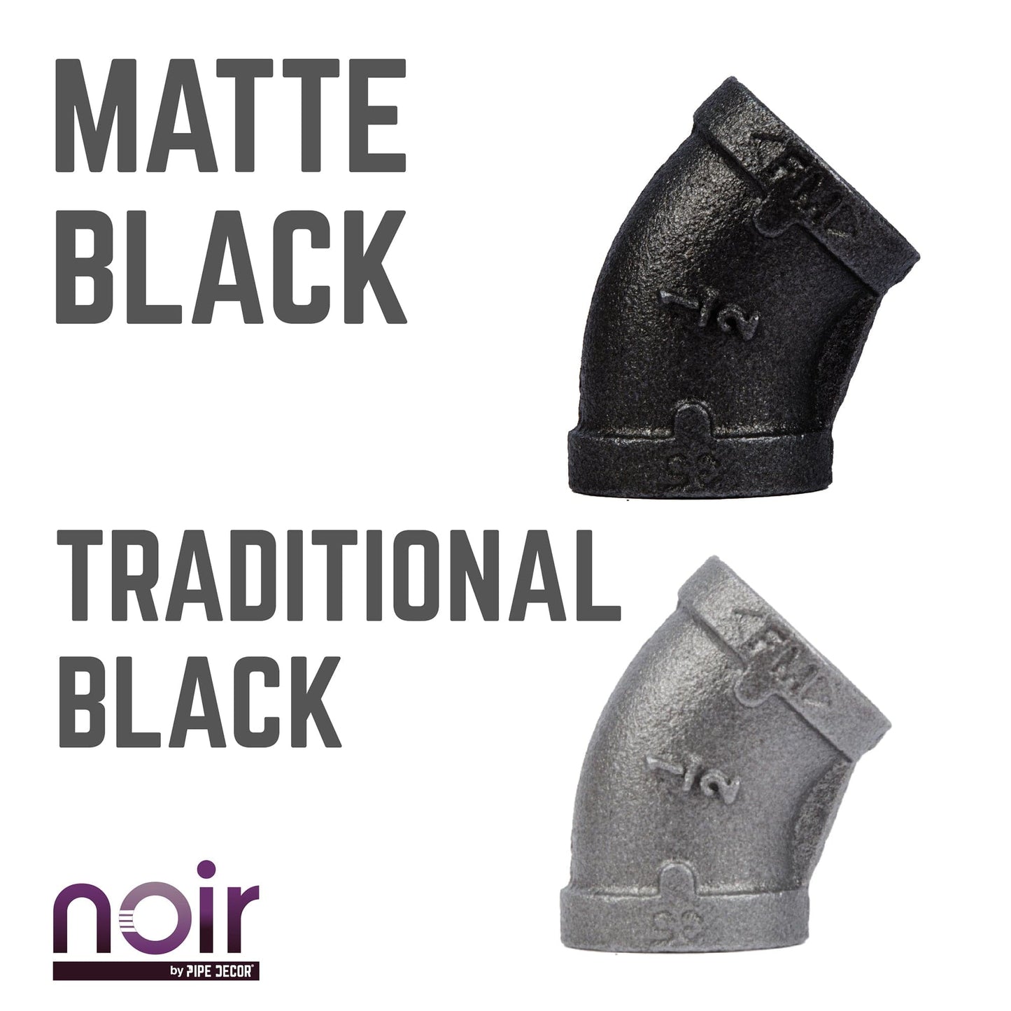 1/2 in. Prefinished Matte Black 45-Degree Elbow PIPE DECOR