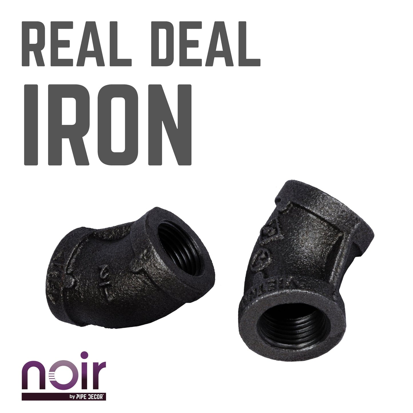 1/2 in. Prefinished Matte Black 45-Degree Elbow PIPE DECOR