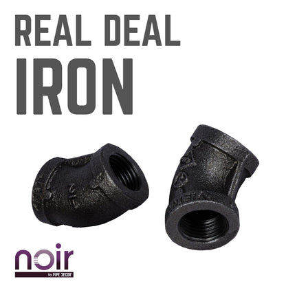 1/2 in. Prefinished Matte Black 45-Degree Elbow PIPE DECOR