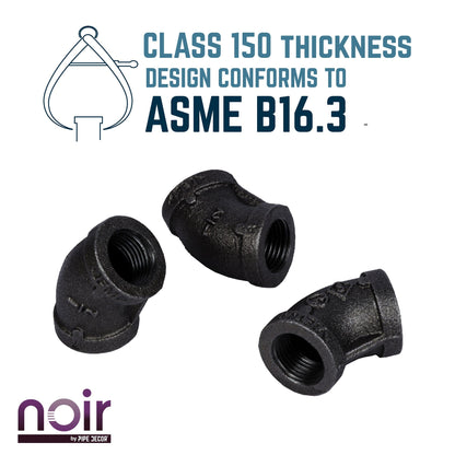 1/2 in. Prefinished Matte Black 45-Degree Elbow PIPE DECOR