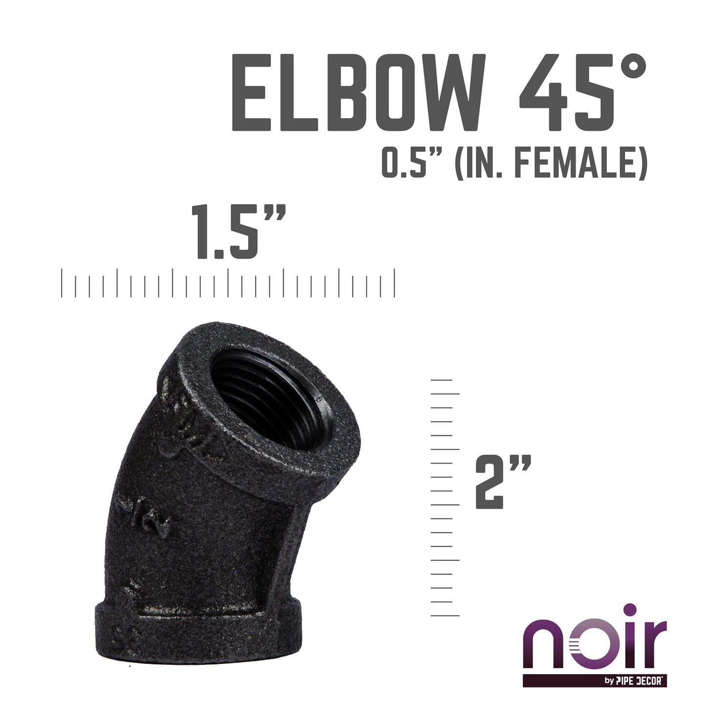 1/2 in. Prefinished Matte Black 45-Degree Elbow PIPE DECOR