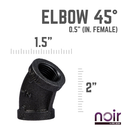 1/2 in. Prefinished Matte Black 45-Degree Elbow PIPE DECOR