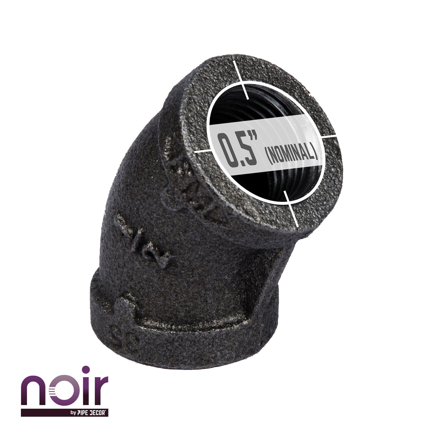 1/2 in. Prefinished Matte Black 45-Degree Elbow PIPE DECOR