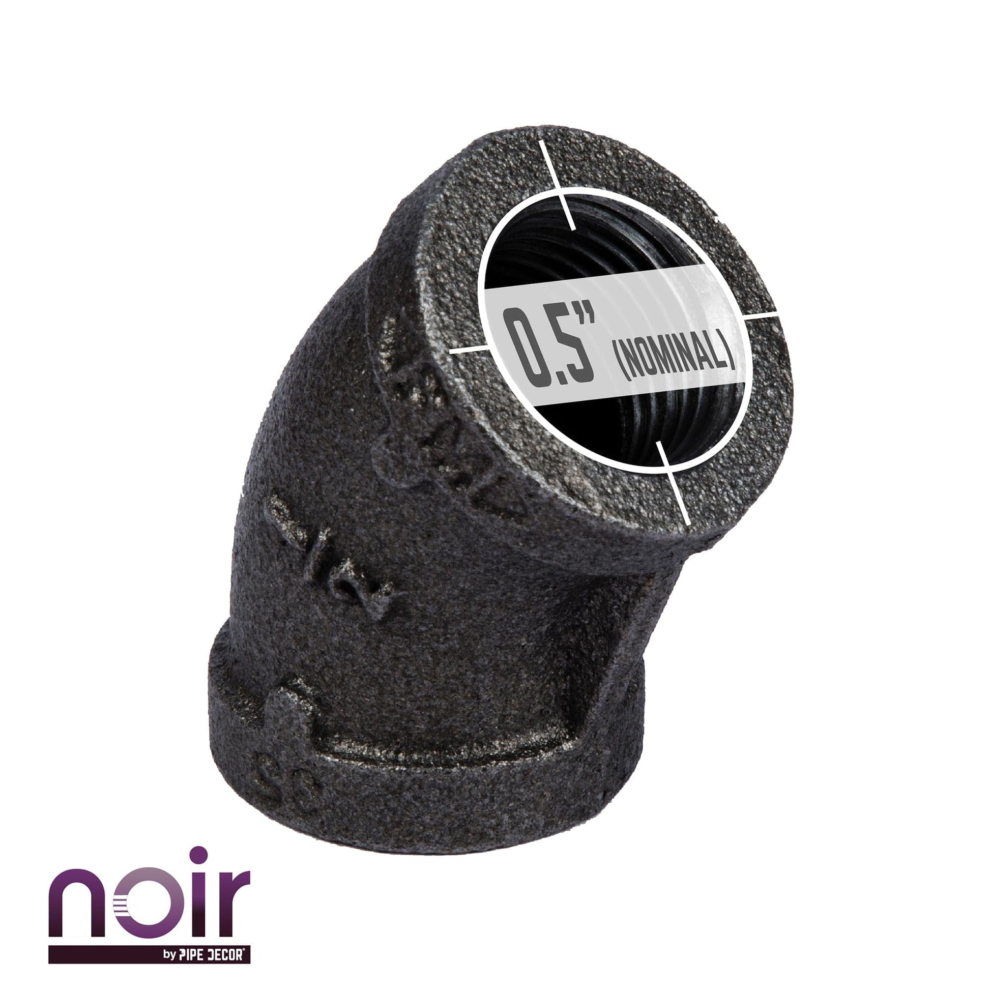 1/2 in. Prefinished Matte Black 45-Degree Elbow PIPE DECOR