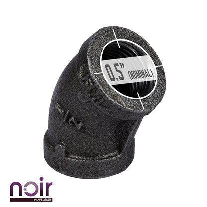 1/2 in. Prefinished Matte Black 45-Degree Elbow PIPE DECOR