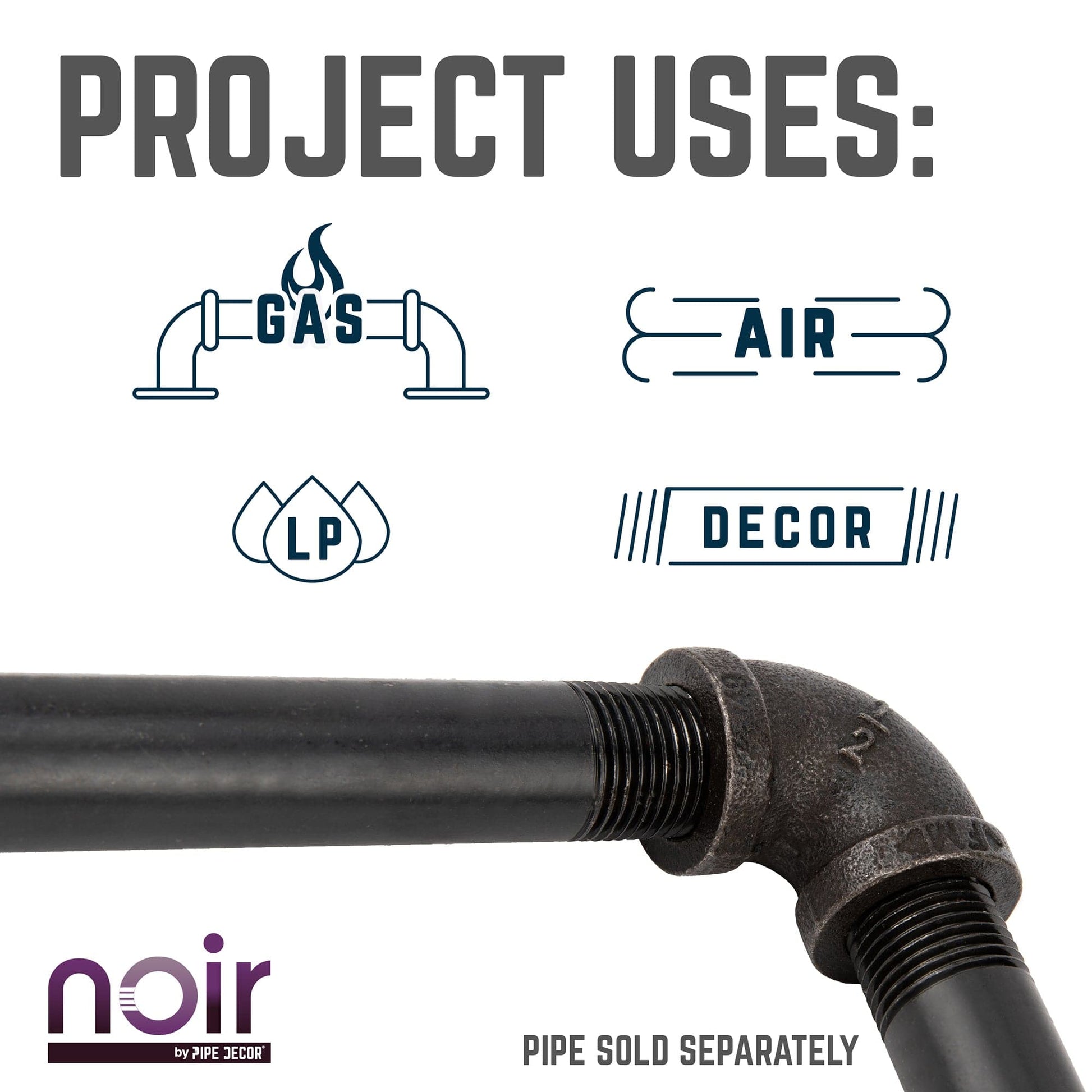 1/2 in. Prefinished Matte Black 90 Degree Elbow PIPE DECOR